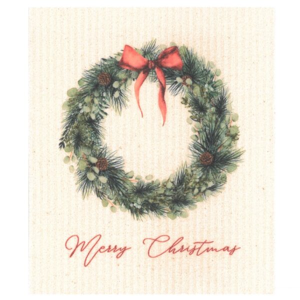 Dishcloth ND Christmas Wreath  Merry Christmas